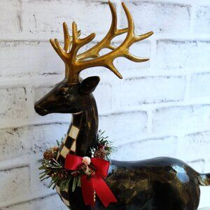 Courtly Christmas Checked Reindeer Checked Christmas Ornament Check Winter Decor